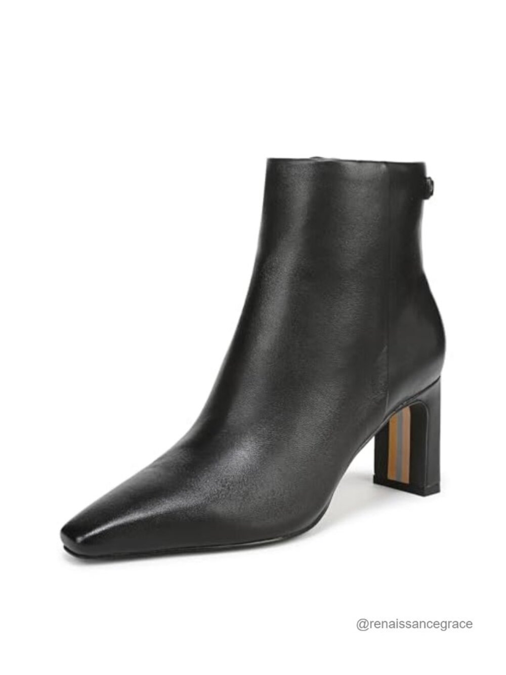 Women's Leather Ankle Booties Snip Toe Block Heel Zip Closure